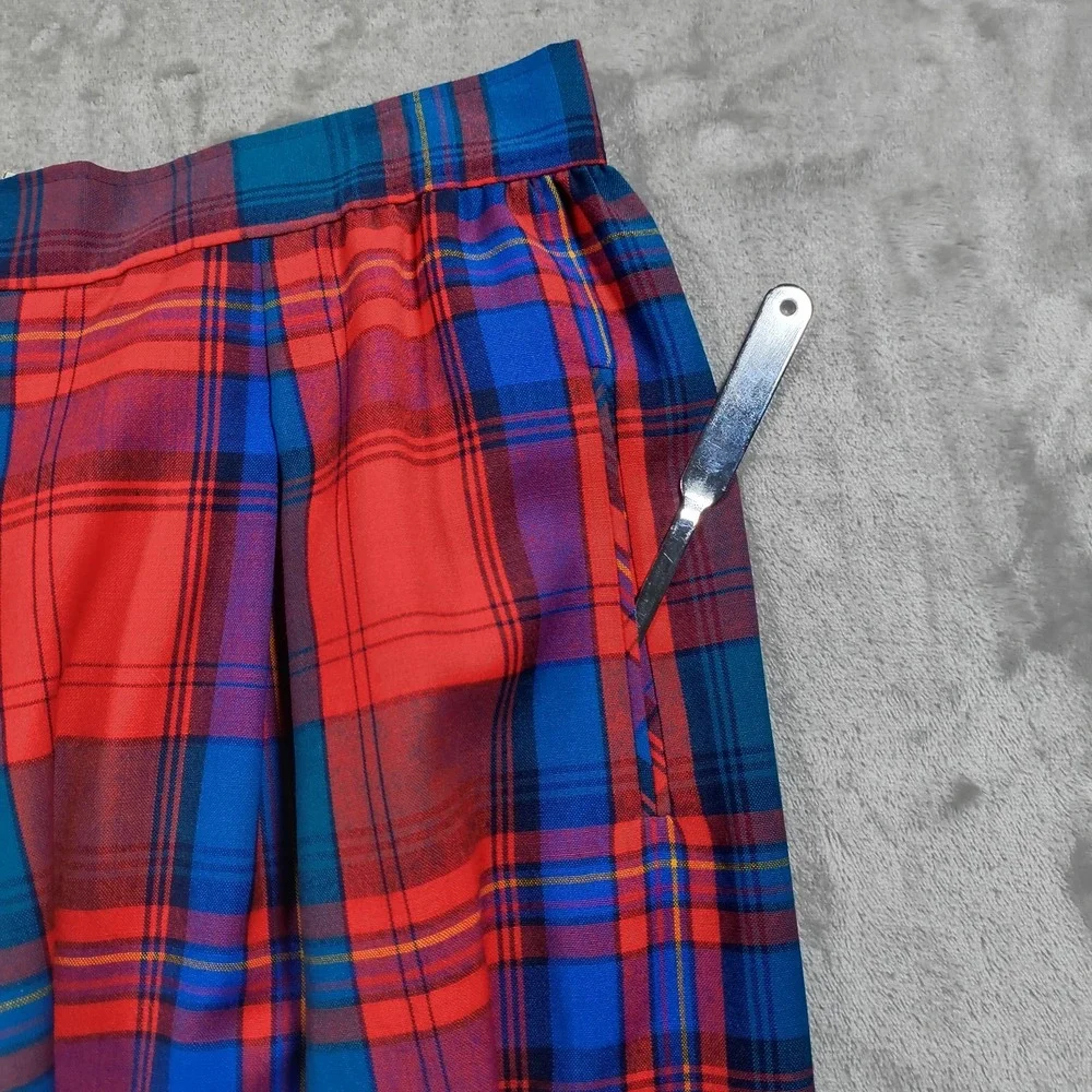 Vintage Pendleton Skirt Womens 14 Red Blue Plaid Long Maxi Tartan 70s Preppy New